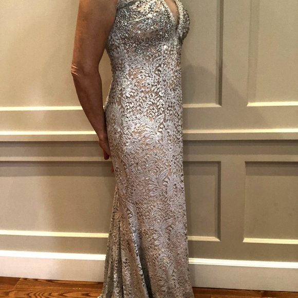 Luxury Jovani Silver Dress Long - Picture 5 of 16